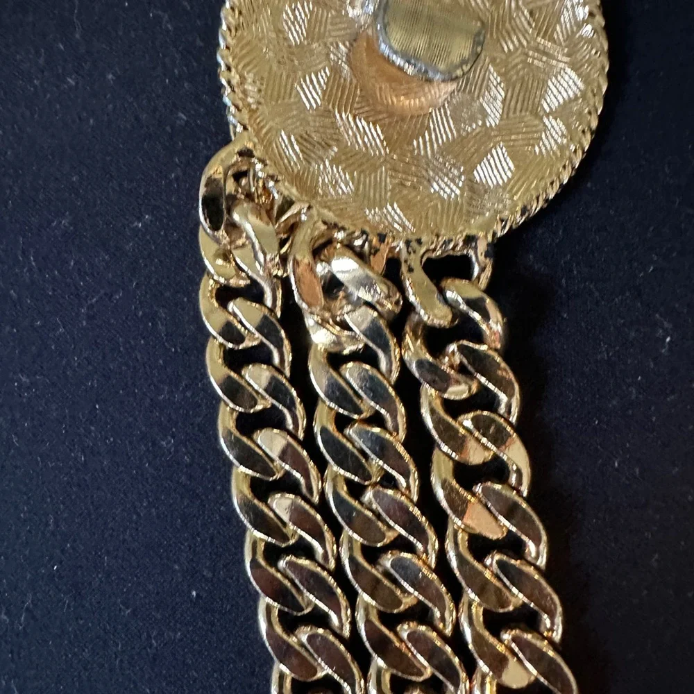 Vintage Metal Belt Gold Tone Disco 1980s Runway Rare